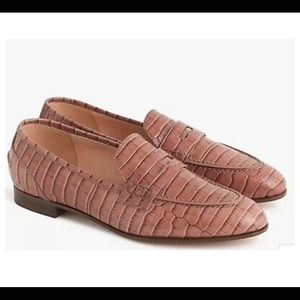 Jcrew  Penny Loafers In Croc-embossed Leather